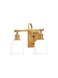 Keswick 2-Light Bath Sconce in Aged Brass.